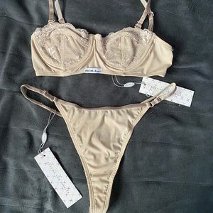 NWT BoutineLA Nude Laced Ribbed Underwear Set